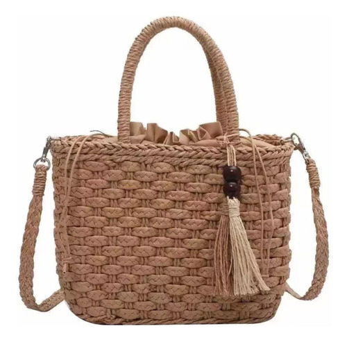 Bolsa De Paja/mimbre Crossbody Chica Para Playa