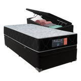 Cama + Box Baú Solteiro Preta Orthopedic Frete Grátis 78x188