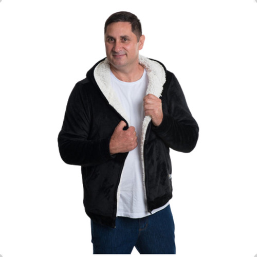 Jaqueta Blusa Casaco Liso Masculino Canguru Fleece De Frio