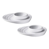 Juego De 2 Tazas Para Huevos De Porcelana Blanca, 3,5 X 4 Pu