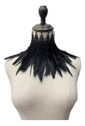 Gargantilla Collar De Plumas Con Encaje Gótico Cuello Mujer