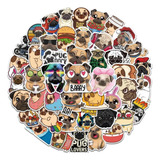 Set De 50 Stickers Perritos Pug Divertidos Dog Lover Kawaii