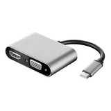 Adaptador 2 Em 1 Tipo C Para Hdmi Vga Macbook Celular Knup