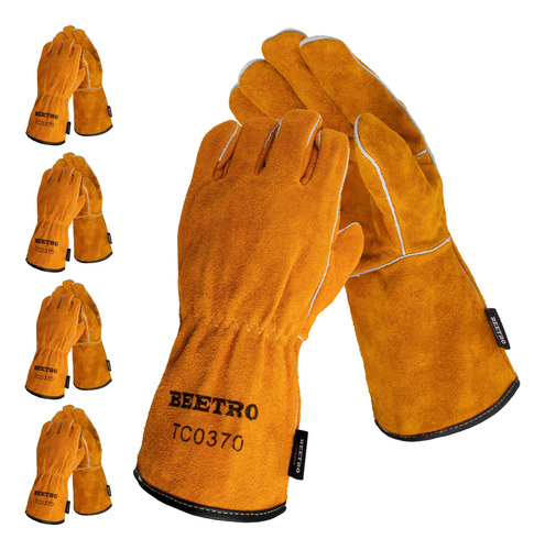 Beetro Guantes De Soldadura, 5 Pares De Cuero De Vaca Forja/