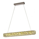 Pendente Lustre Led Cristal Retangular Barra Dourado 4000k 110v/220v