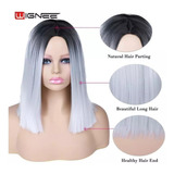 Peruca Lace Wig Orgânica Longa Raiz Escura C3 Platinada