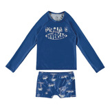 Conjunto Infantil Menino Sunga/ Camiseta Proteção Uv Malwee