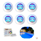 Kit Iluminação Piscina 6 Refletores Led 70 Abs Rgb + Comando