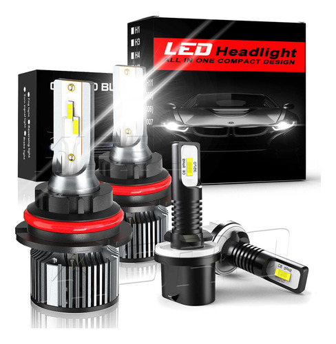 Kit Faros Led H13 4 Lados, 6000 K, Blanco, Luces Bajas