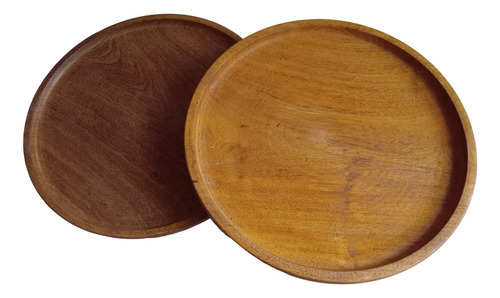 3 Platos Cavados En Madera De Algarrobo De 22 Cm