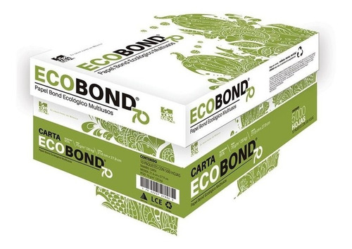 Caja Papel Ecobond 70 Blanco Carta Con 5,000 Hojas