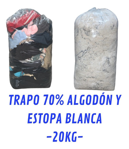 Trapo Claro Y Estopa Blanca 70% Algodón - 20kg