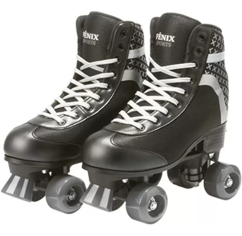 Patins 4 Rodas Clássico Preto Ajustável 39-42 Quad Roller  