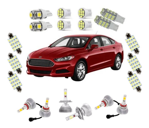 Kit Lampadas Led + Super Led Ford Fusion 2013 Ate 2018 