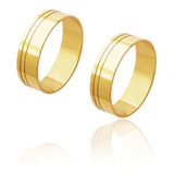 Alianças De Casamento Cronos Ouro 18k Reta Frisos 6mm 6g