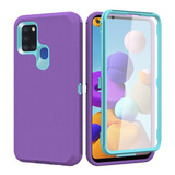 Funda 360 Con Protector De Pantalla Galaxy A21s Violeta