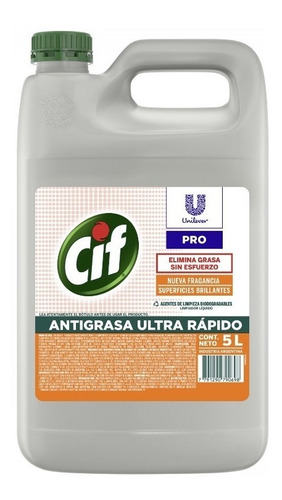 Limpiador Cif Antigrasa Biodegradable Profesional X 5 Lts