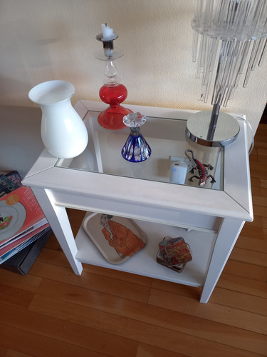 Mesa Blanca Con Vidrio Cuadradita Ikea Liatorp Importada