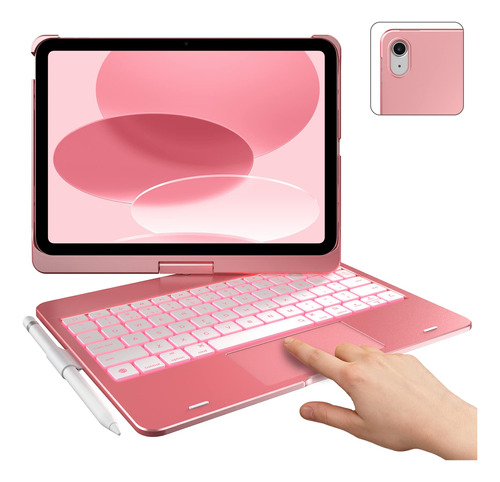 Funda Para iPad 10 Con Teclado Tactil Rosa
