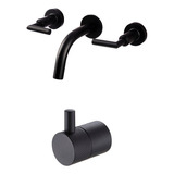 Set Baño Grifería Lavatorio Aqualaf + Percha Peirano Black