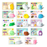 Pack Squishy Antiestres Regreso A Clases 28 Pcs Con Tarjetas