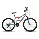 Bicicleta Terra Doble Suspensión Montaña 18 Vel Rodada 26 Color Azul