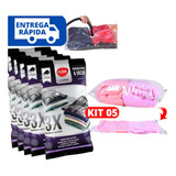 Kit 05 Saco Organizador Á Vacuo 50x60 Para Roupas Viagem