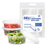 Amozife Contenedores De Plástico Deli De 8 Oz Con Tapas, 48 