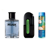 Col Masc Musk Air+300km Gamer+aquavibe Coco E Abacaxi