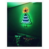 Arbol De Navidad Mdf Neon Led Brilloso 90x60 Cm Pizarron