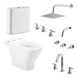 Set Baño Completo Grifería Aqualaf + Inodoro + Mochila Roca