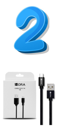 Kit 2 Piezas Cable Usb V8 2.1a 1 Metro Mayoreo 1hora Cab236