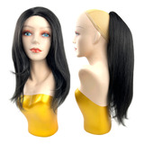 Half Wig Peruca Fibra Premium 2 X 1 Vira Rabo De Cavalo 50cm