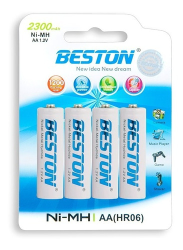 Pila Bateria Recargable Aa X4 2300mah Beston