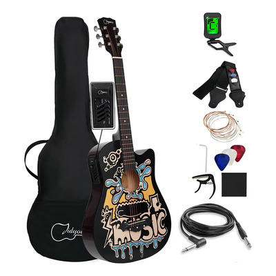 Guitarra Electroacústica Jidyous 38INRT 3\u002F4 Negra Con Accesorios | Meses sin interés