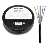 Voltive Cat6 Riser (cmr), 250 Pies, Negro - Cable Ethernet A