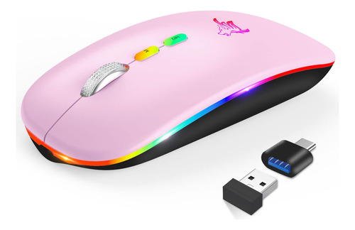 Mouse Hotlife Inalámbrico Led, Bluetooth 2.4g Rosado