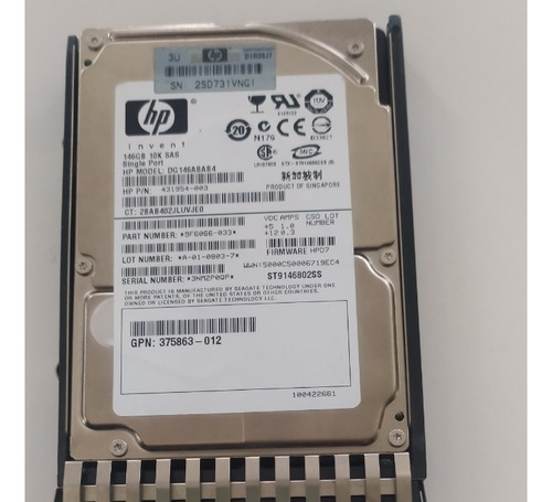 Disco Duro Seagate 2.5 Sas Servidor Hp 146gb 10k