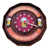 Relógio Decorativo De Parede Madeira Mdf Tampa De Barril