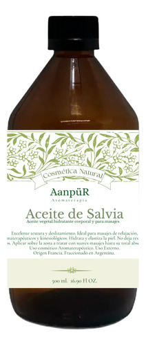 Aceite De Salvia Para Masajes - Aromaterapia Aanpür 500 Ml