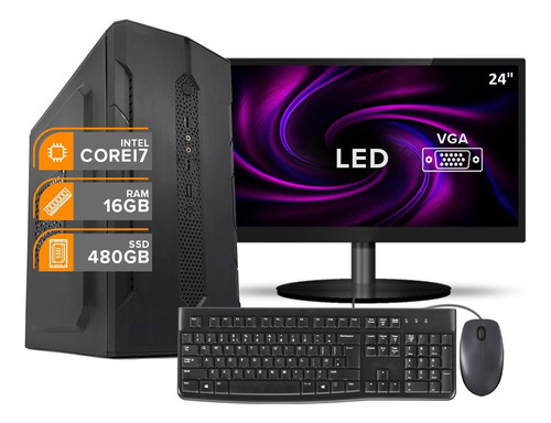 Computador Completo Cpu Intel Core I7 16gb Ssd 480gb Monit24