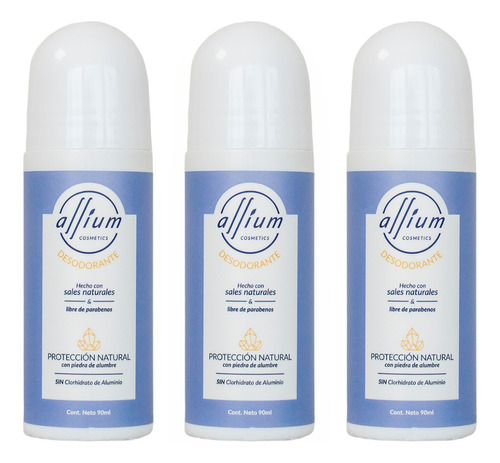 Desodorante Natural Sin Aluminio Mujer Y Hombre Allium 3 Pz