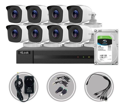 Kit Hikvision Full Hd 1080p Dvr 8ch + 8 Camaras 2mp Ext +1tb