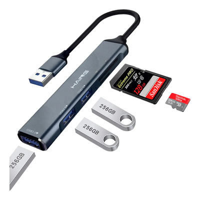 Hub Multipuerto Adaptador Multifuncional 5 en 1 Slim Company USB 3.0 5Gbps USB 2.0 Micro SD\u002FTF de Aluminio Delgado Compatible Para PC y Laptop Color Gris Oscuro | MercadoLibre