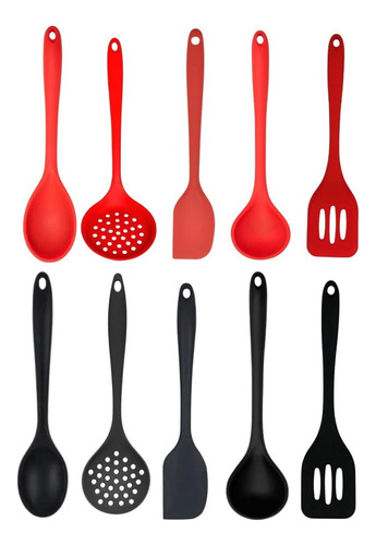 Kit 5 Talher Silicone Utensílios Não Gruda Resistente Calor