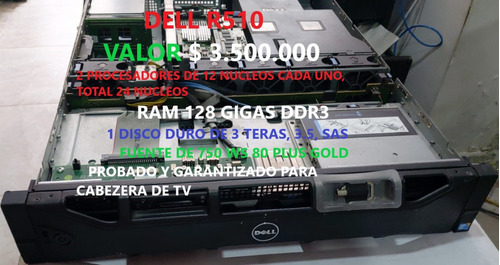 Servidor Dell R510 24 N- A 3.07ghz Ram 128 Gb Cabezera De Tv