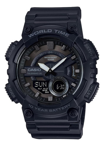 Casio Aeq-110w-1bvcf Classic Reloj Negro De Cuarzo Con Panta