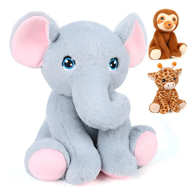 Peluches De Animales De La Selva: Perezoso, Elefante, Jirafa Color Elefante | MercadoLibre