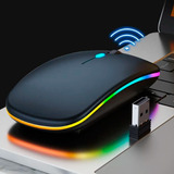 Mouse Sem Fio Wireless Recarregável Led Rgb 2.4ghz Cor Preto