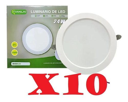 Paquete 10pz Plafon Led 24w Lampara Empotra Bco S54w24 21cm